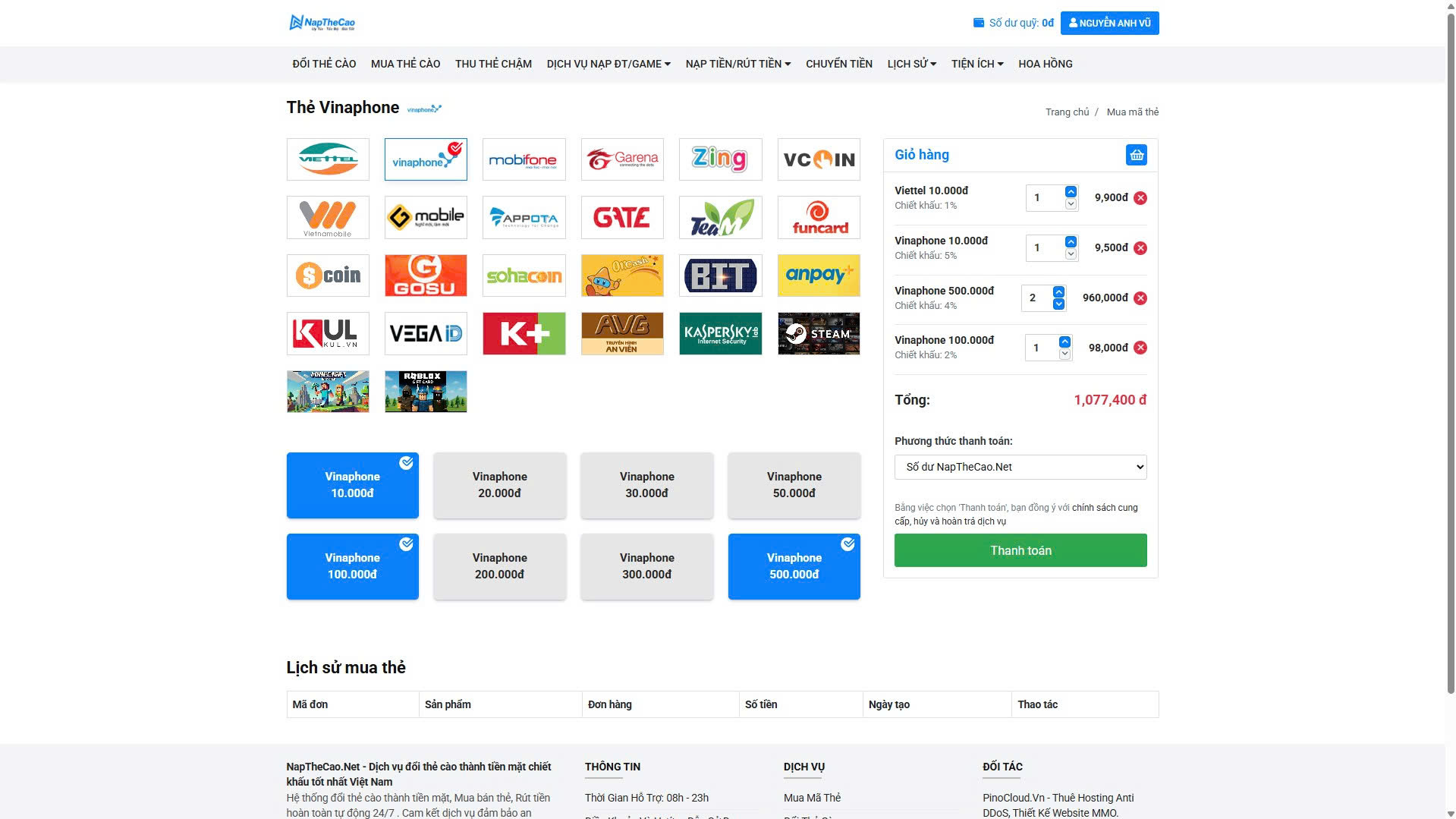 [SHOPTHE V1] Website đổi thẻ – mua thẻ – nạp topup tự động