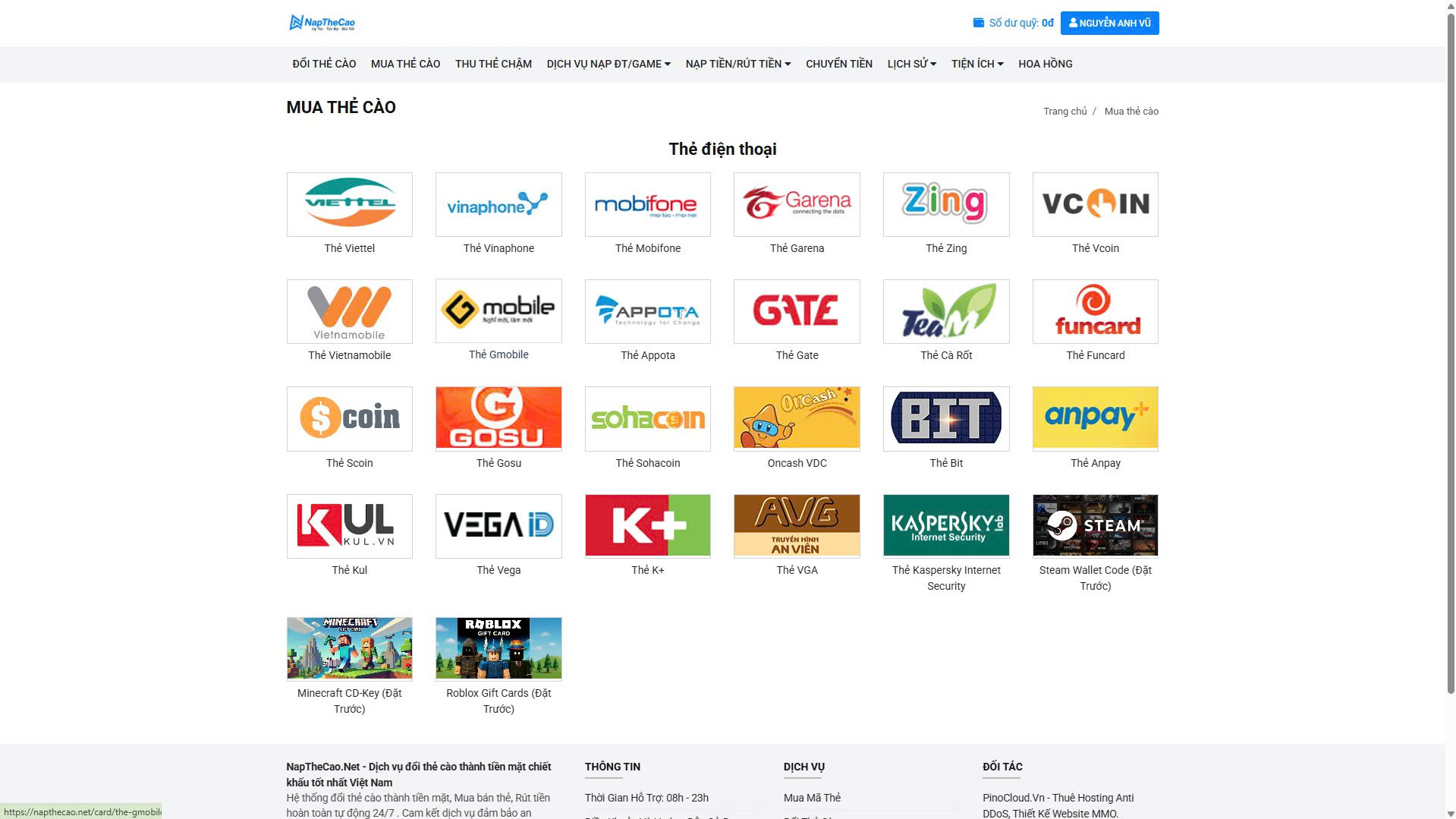 [SHOPTHE V1] Website đổi thẻ – mua thẻ – nạp topup tự động