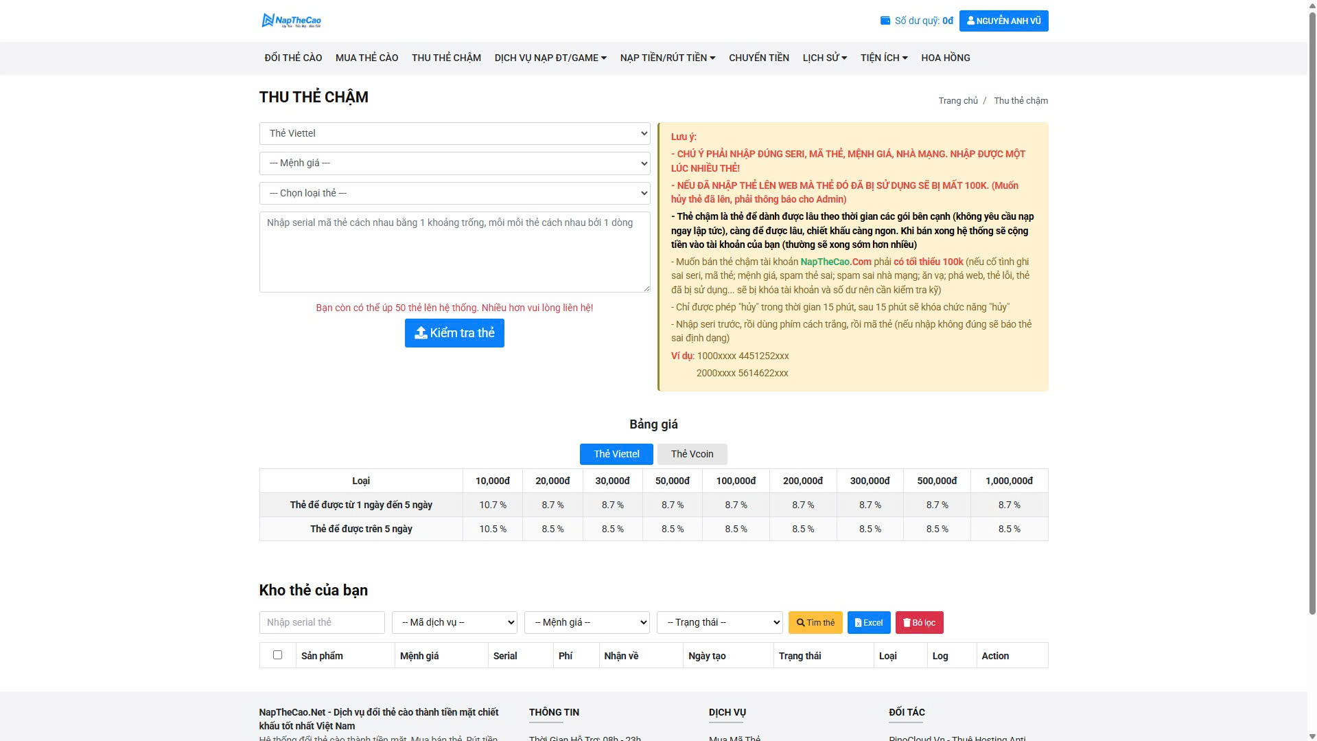 [SHOPTHE V1] Website đổi thẻ – mua thẻ – nạp topup tự động