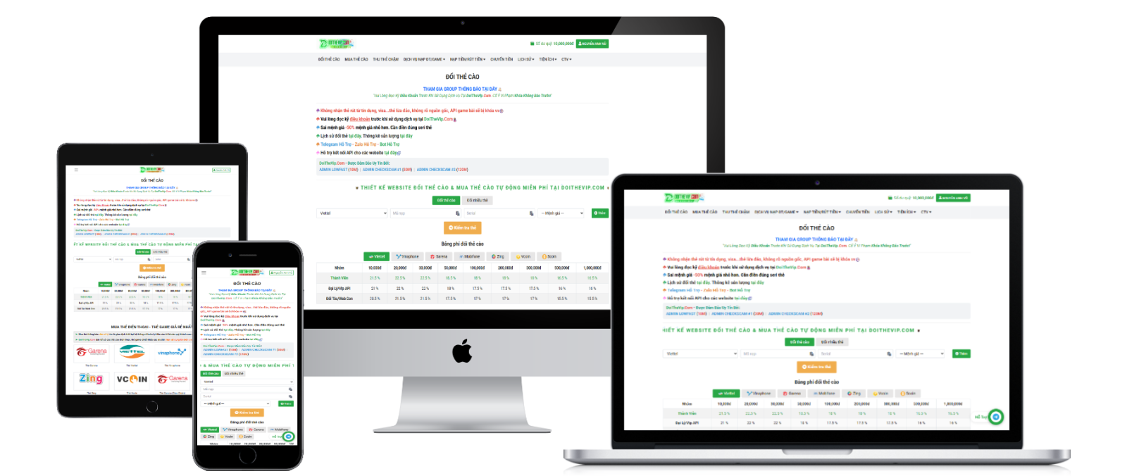 [SHOPTHE V1] Website đổi thẻ – mua thẻ – nạp topup tự động