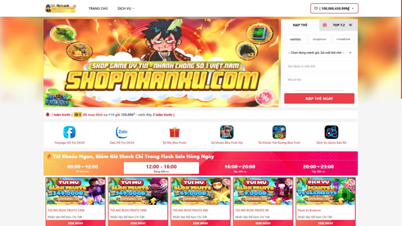 [FREE 1] Mã Nguồn Shop Game Đầy Đủ Chức Năng